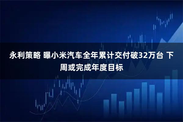 永利策略 曝小米汽车全年累计交付破32万台 下周或完成年度目标