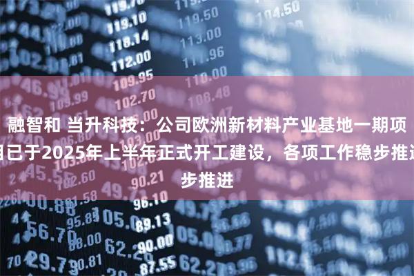 融智和 当升科技：公司欧洲新材料产业基地一期项目已于2025年上半年正式开工建设，各项工作稳步推进